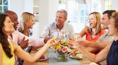 Friends having dinner