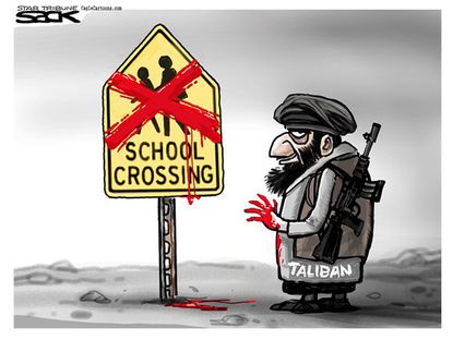 Political cartoon Taliban school massacre