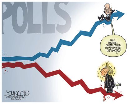 Political Cartoon U.S. Trump Biden polls