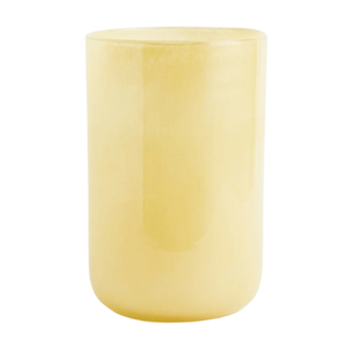 A yellow glass vase