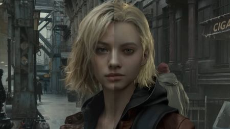 Nvidia DLSS 5 example featuring Grace Ashcroft from Resident Evil 5 with right side showing DLSS "On" and left side showing DLSS 5 off. 