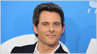 James Marsden smiles infront of a blue backdrop as he attends the Los Angeles premiere screening of "Sonic The Hedgehog 2" at Regency Village Theatre on April 05, 2022 in Los Angeles, California.