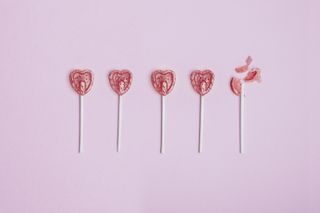 Breakup advice: An abstract shot of heartbreak lollipops