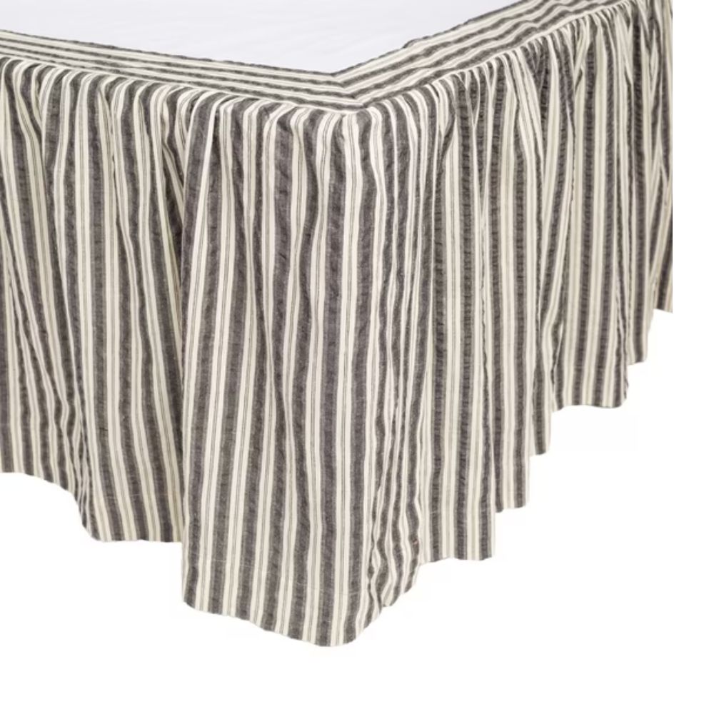 Striped Cotton Farmhouse Bedskirt