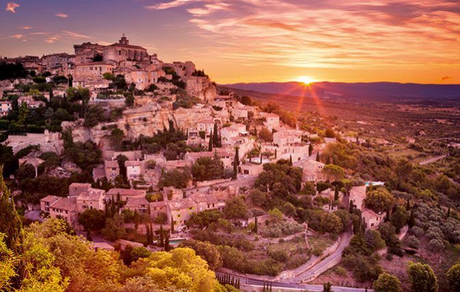 The historic village of Gordes in the Provence, France at sunrise