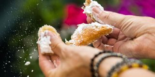 Yummy and messy finger food beignets at Universal Studios Florida