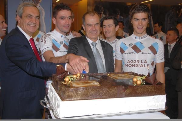 Team manager Vincent Lavenu celebrates the team's 20th anniversary