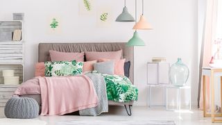 Pink and green feminine bedroom
