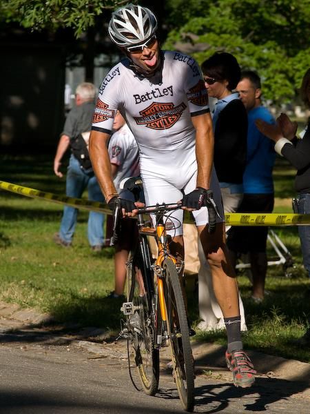 Ryan Dewald's chain gave up on the last lap, forcing him to 'scooter' his bike to sixth place.