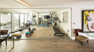 a home gym in a basement conversion