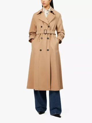 WEEKEND MAX MARA, Double-Breasted Drawstring-Waist Stretch-Woven Trench Coat