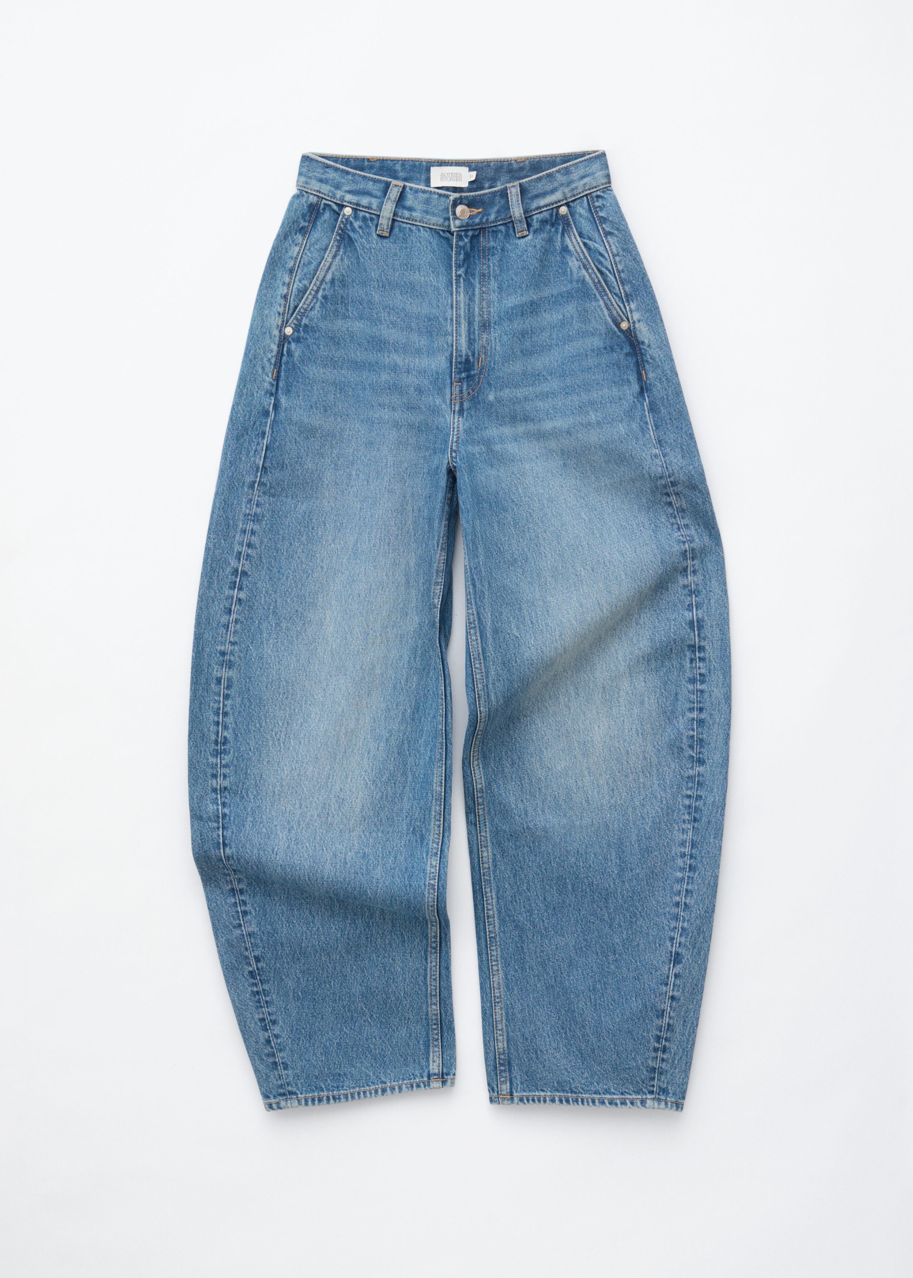 Relaxed Barrel-Leg Jeans - Mid Blue