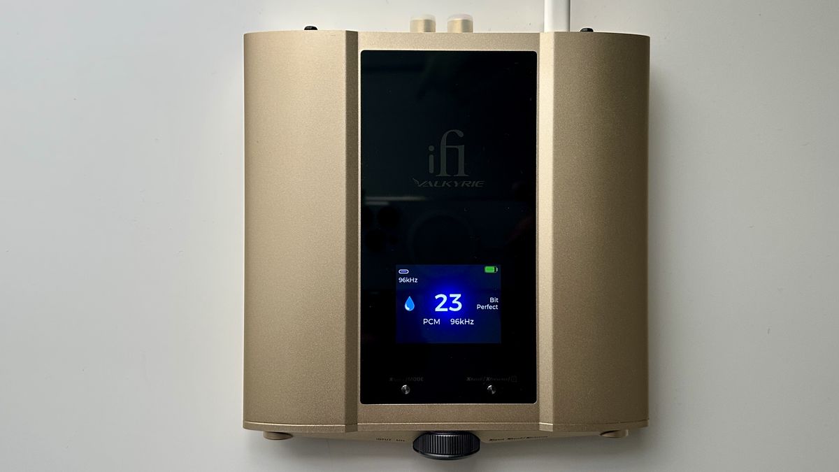 iFi iDSD Valkyrie on gray table