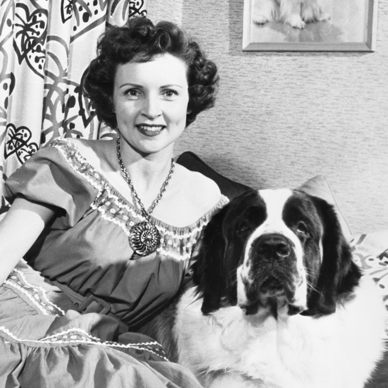 Betty White with Stormy her St. Bernard
