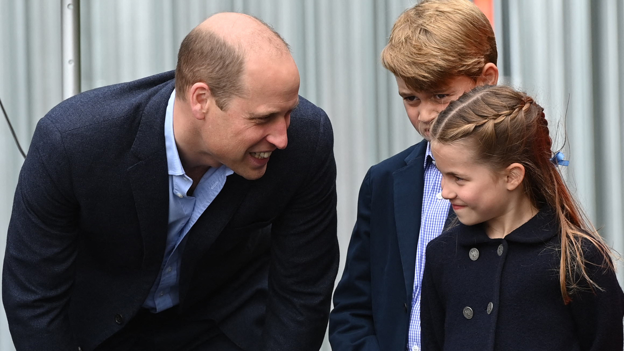 Britain&#039;s Prince William, Duke of Cambridge, speaks to his children Britain&#039;s Prince George and Britain&#039;s Princess Charlotte as they visit Cardiff Castle in Wales on June 4, 2022 as part of the royal family&#039;s tour for Queen Elizabeth II&#039;s platinum jubilee celebrations. Over the course of the Central Weekend, members of the royal family will visit the Nations of the United Kingdom to celebrate The Queen&#039;s Platinum Jubilee