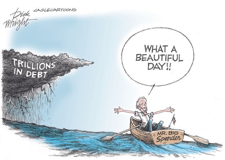 Political Cartoon U.S. biden debt spending