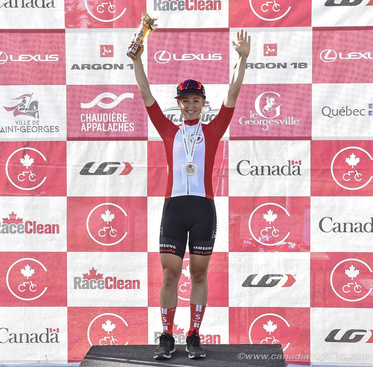 Leah Kirchmann on the podium