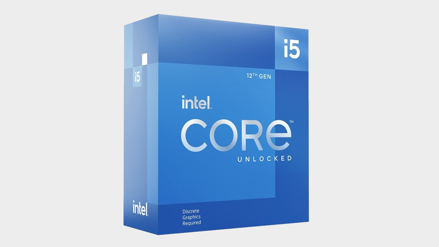 Intel Core i5 12600K retail packaging on grey