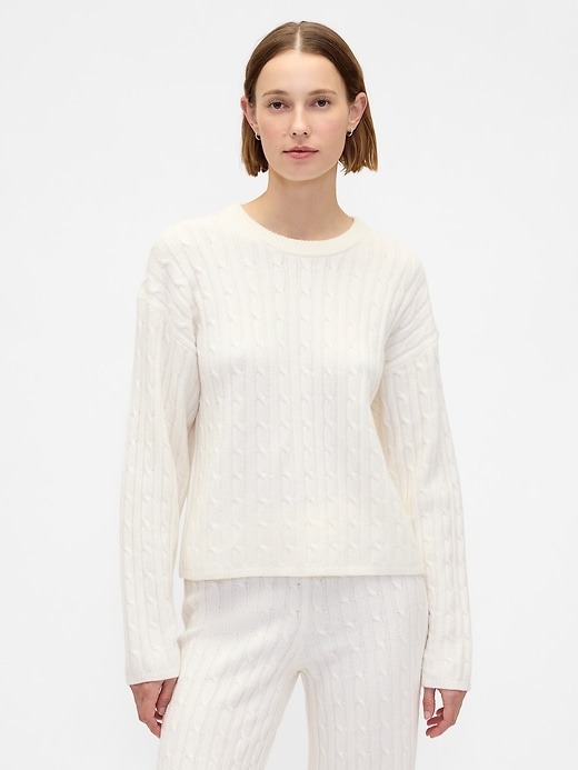gap, CashSoft Cable-Knit Crewneck Sweater