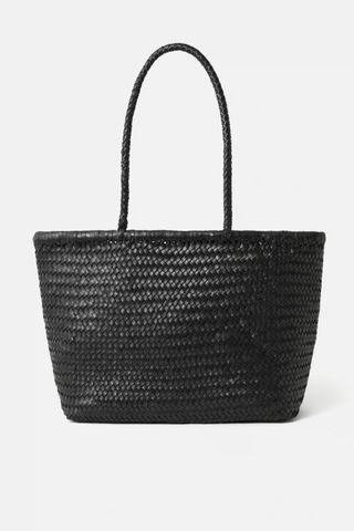 Jigsaw Woven Leather Tote Bag 