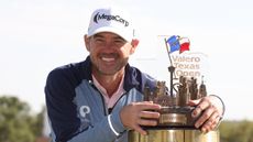 Brian Harman with the Valero Texas Open trophy