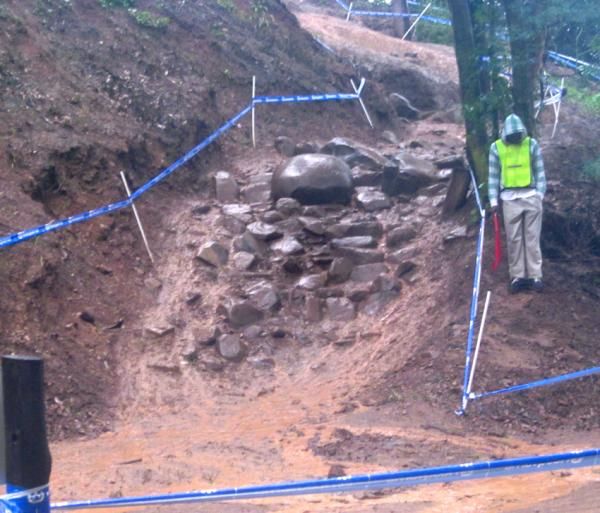 A rocky waterfall on the UCI category C2 race in Pietermaritzburg, South Africa