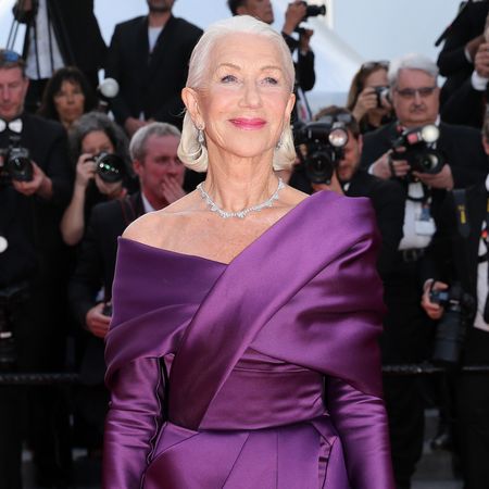 Helen Mirren at the 2024 cannes film festival wearing a purple elie saab gown