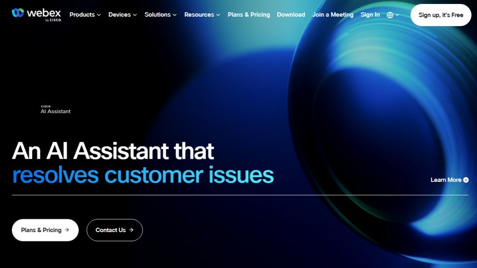 Website screenshot of Cisco Webex (February, 2026)