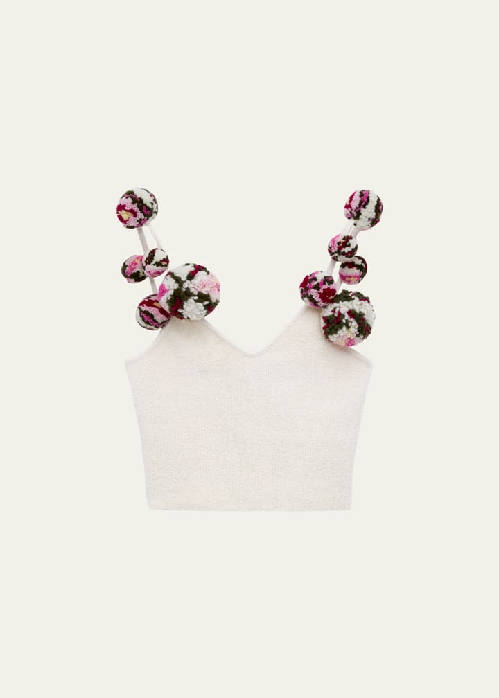 X Paula's Ibiza Pom-Pom Knit Crop Top