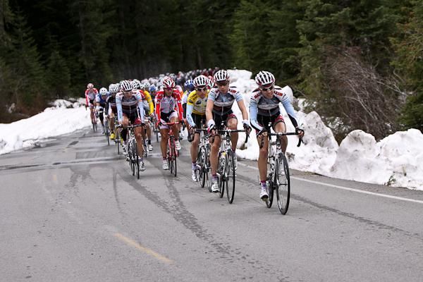 United Healthcare drives the group through one of a snow section.