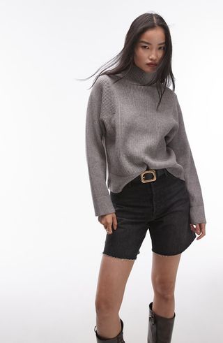 Funnel Neck Rib Sweater