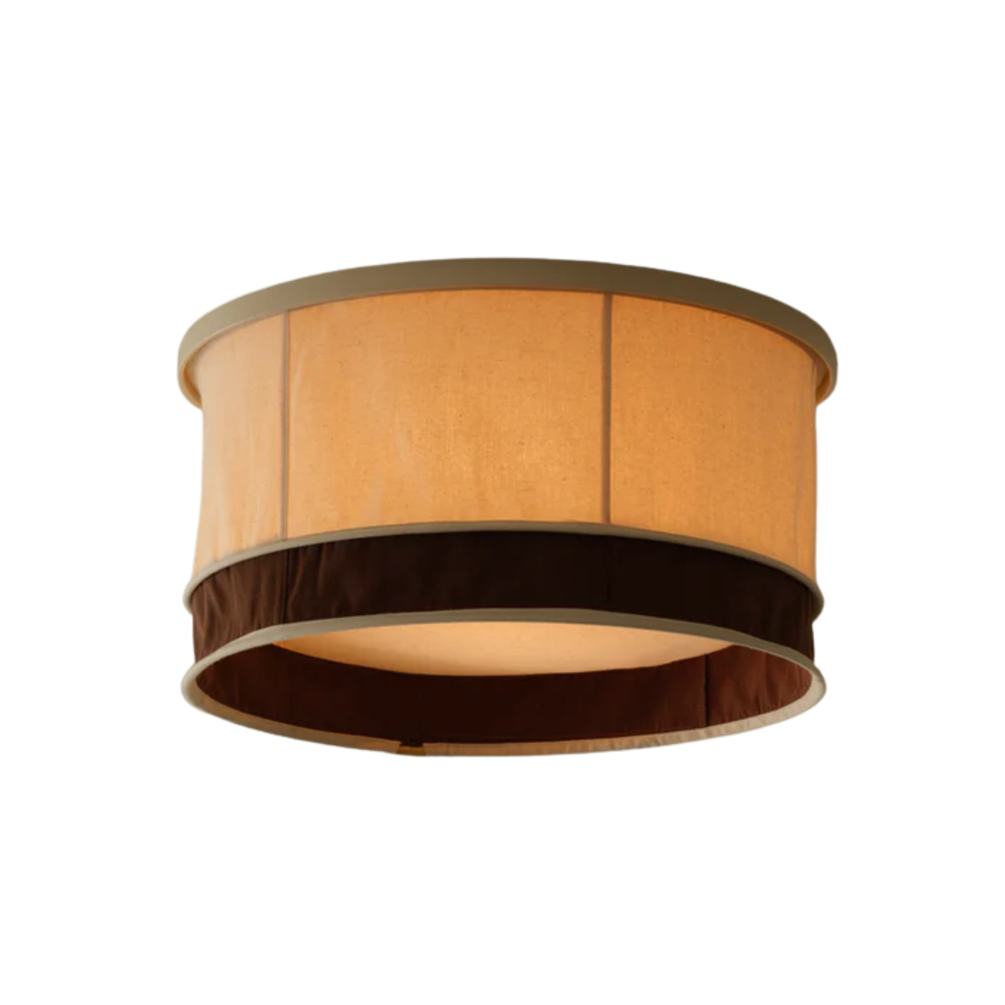 flush mount shade cover with a brown rim