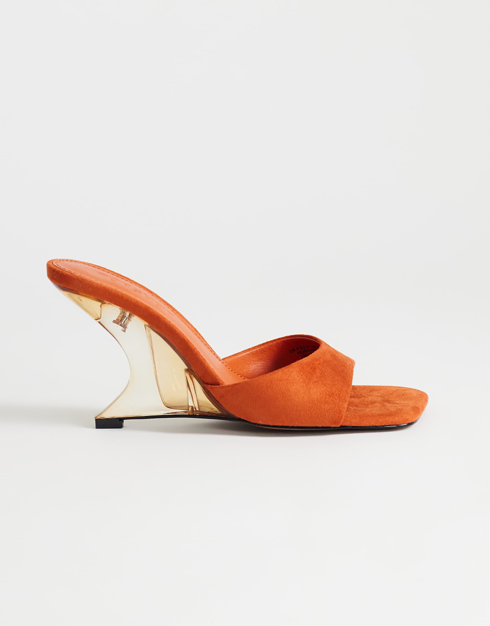 Topshop Esme Mule With Clear Wedge Heel in Orange