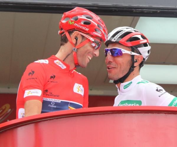 Overall leader Alejandro Valverde and combination jersey holder Joaquim Rodriguez (Katusha)