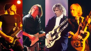 Left to right: Joe Satriani, Wayne Krantz, Alex Lifeson and Tom Petty