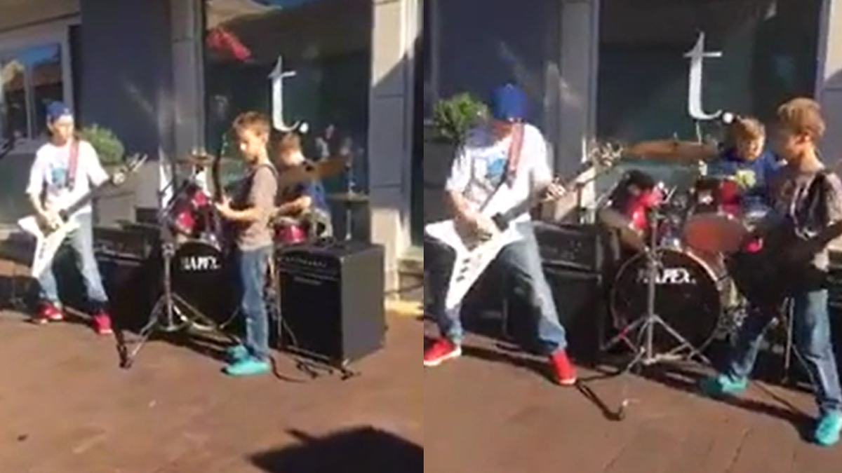 Kids busking Metallica