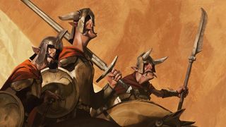 Digital art with a medieval influence showing three knights in armour