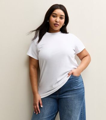 Curves White Crew Neck T-Shirt