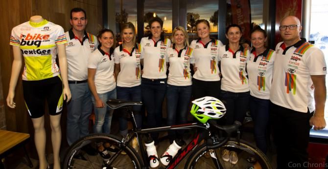 The 2014 BikeBug-NextGen Racing team at Cafe Racer in Melbourne