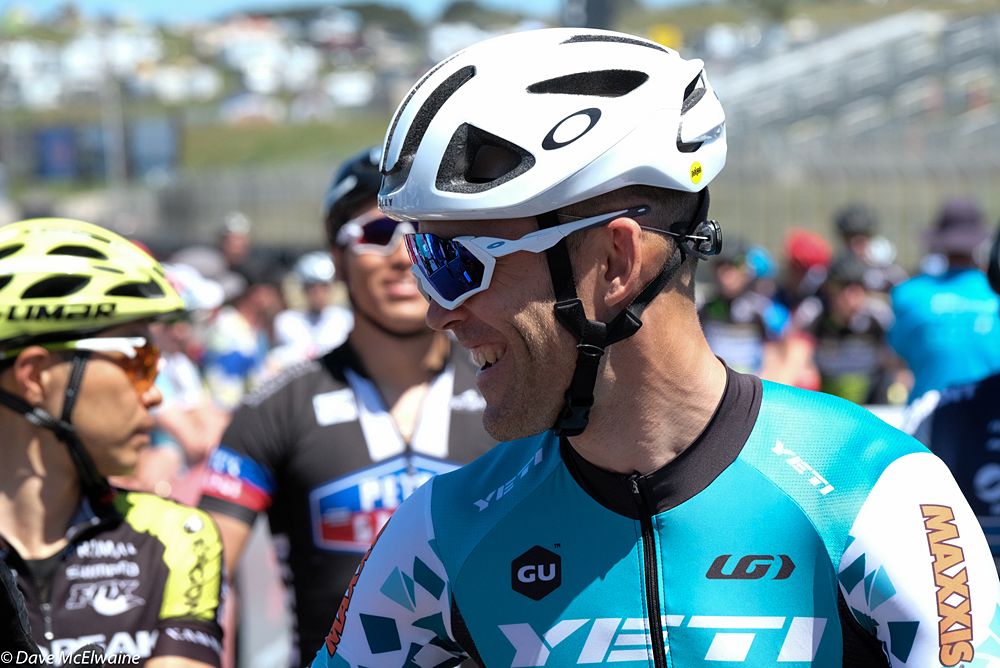 Veteran Geoff Kabush (Yeti-Maxxis) is always competitive at Sea Otter