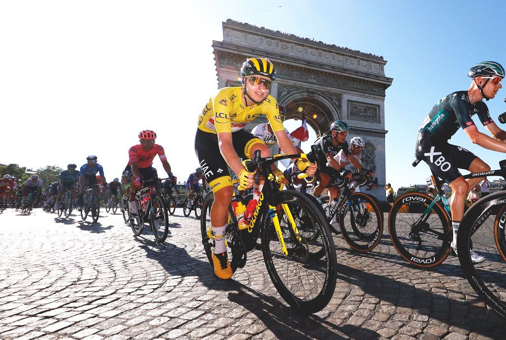 PARIS, FRANCE - JULY 18: Tadej Poga&Auml;ar of Slovenia and UAE-Team Emirates Yellow Leader Jersey during the 108th Tour de France 2021, Stage 21 a 108,4km stage from Chatou to Paris Champs-&Atilde;lys&Atilde;&copy;es / Arc De Triomphe / Paris City / @LeTour / #TDF2021 / on July 18, 2021 in Paris, France. (Photo by Chris Graythen/Getty Images)
