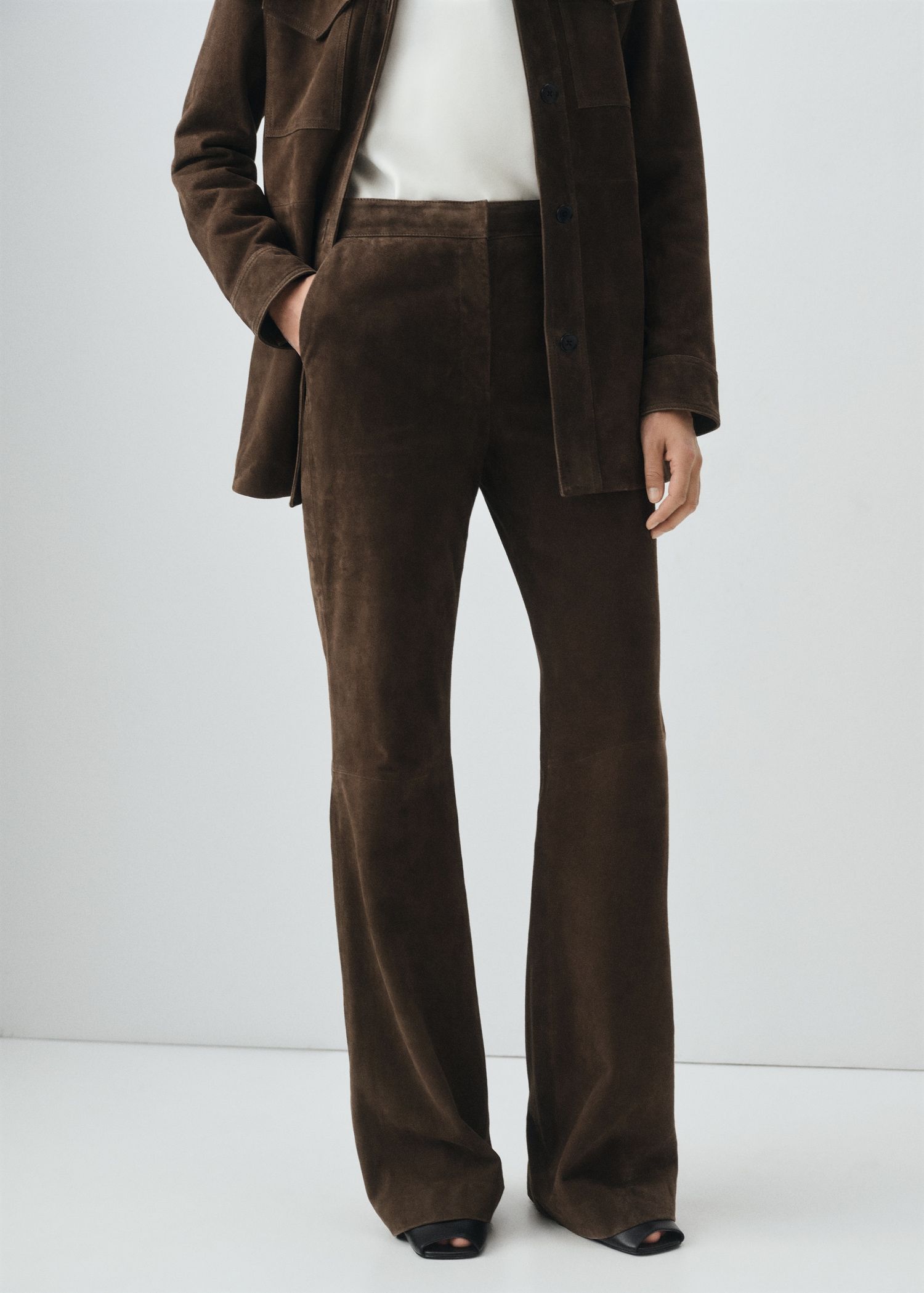 100% Suede Flared Pants - Women | Mango Usa