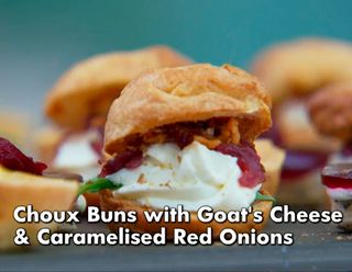 Ruby's Choux Buns With Goat's Cheese & Caramelised Red Onions