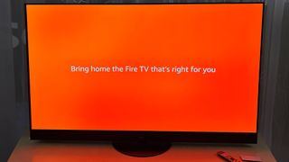 An Amazon Fire TV tagline displayed on a Panasonic Z95A