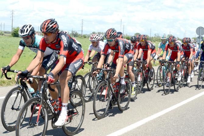 BMC move Cadel Evans towards the front of the peloton