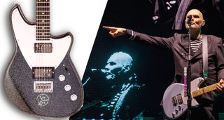 Billy Corgan points to his new Reverend Billy Corgan Z-One Infinite Sadness signature model