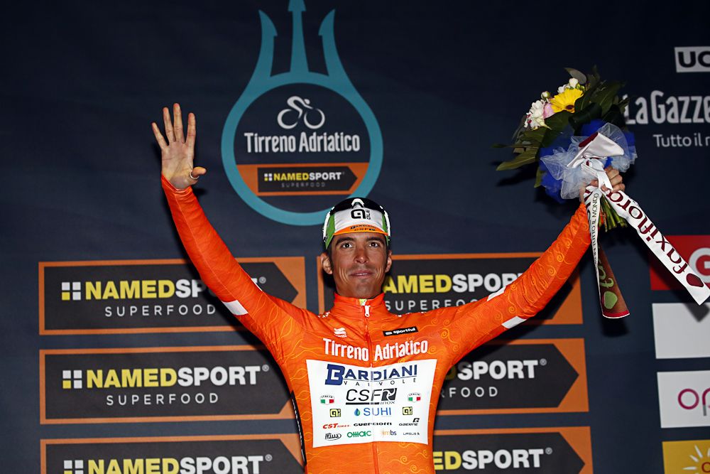 Mirco Maestri on the Tirreno-Adriatico podium