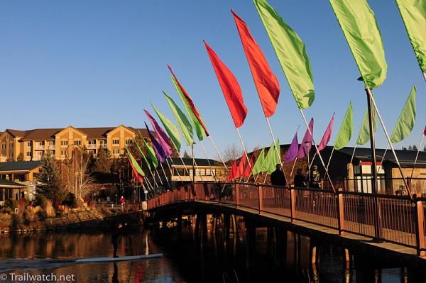 The bridge to the race course is quite colorful