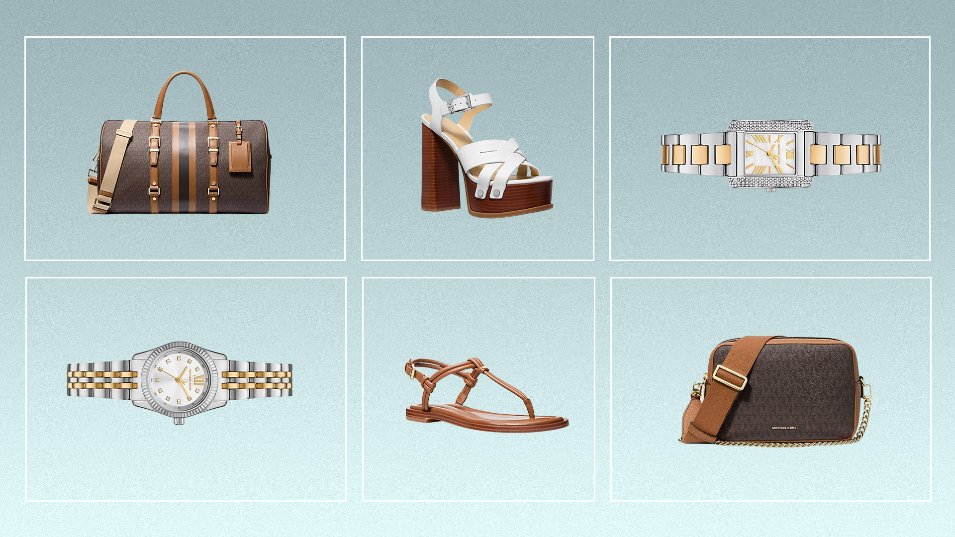 A collage of Michael Kors products.