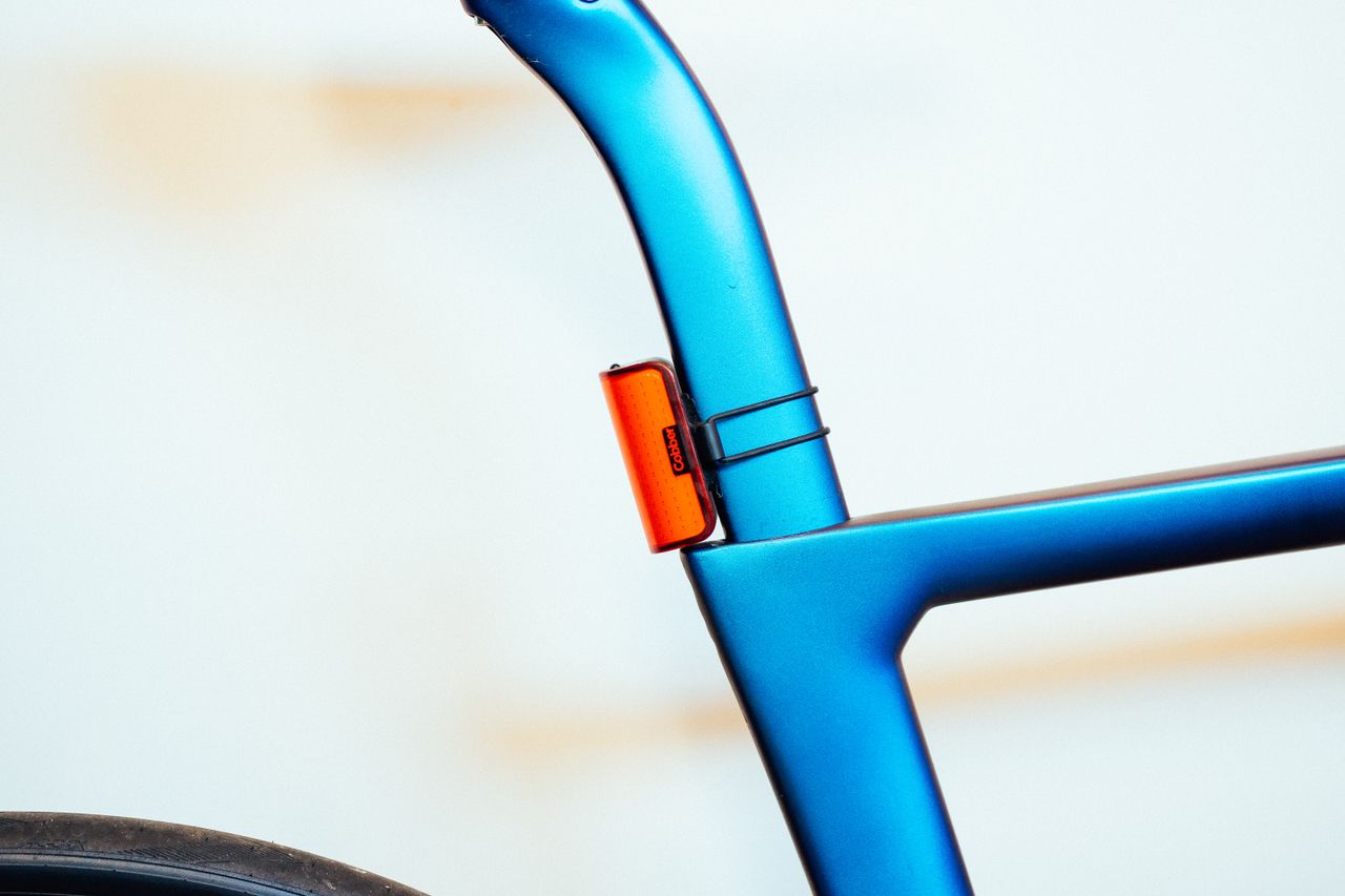 A close up of a bike light